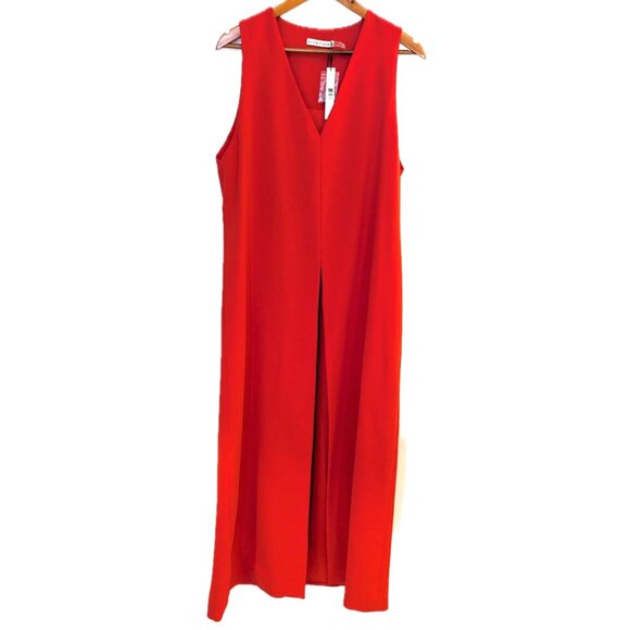 NWT Alice + Olivia | Maxi Vest Poppy Red Crepe Sleeveless Angelica | Large - Picture 2 of 14